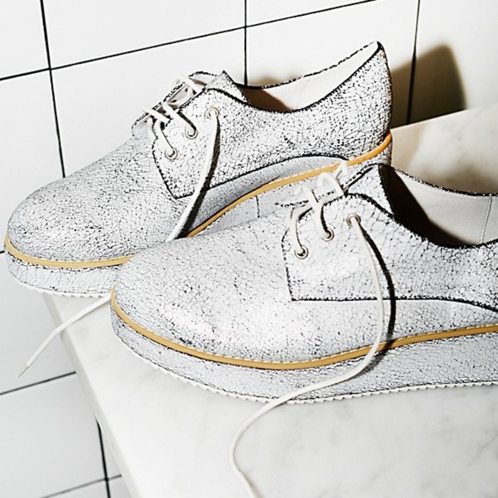 Silent D Free People white platform sneakers